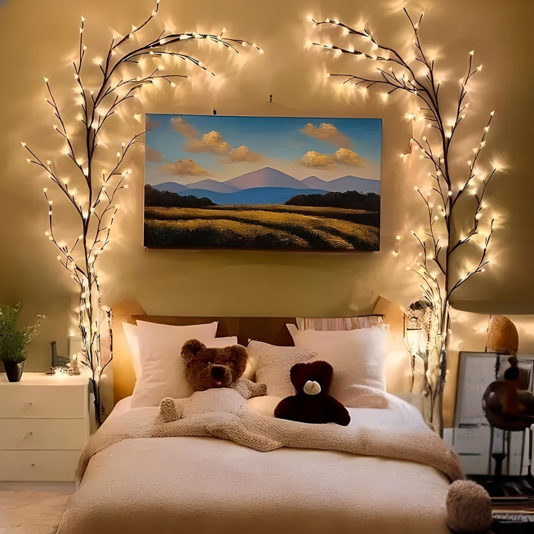 Lámpara de Pared LED Ramas de Sauce – Iluminación Decorativa con Alimentación USB