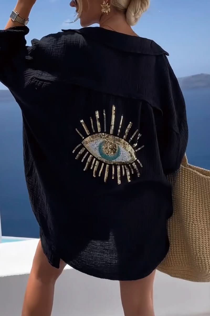 Camisa Evil Eye + Bead de lentejuelas-VyFlair