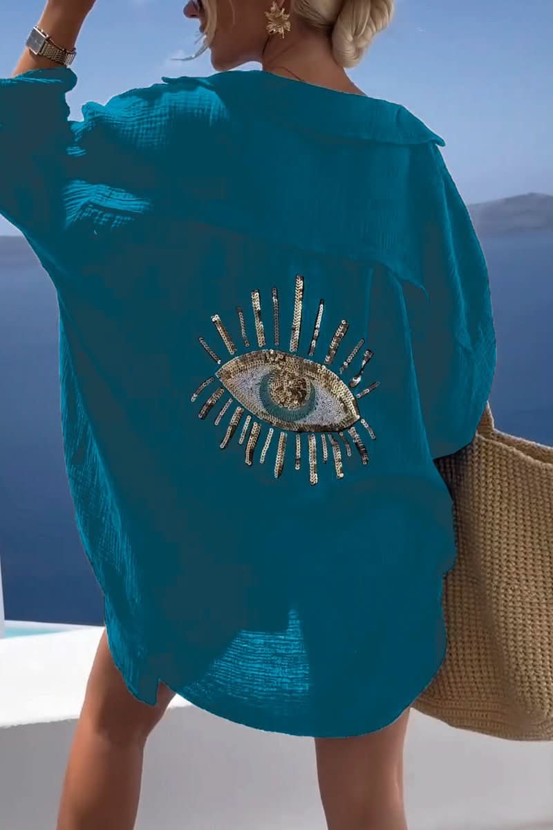 Camisa Evil Eye + Bead de lentejuelas-VyFlair