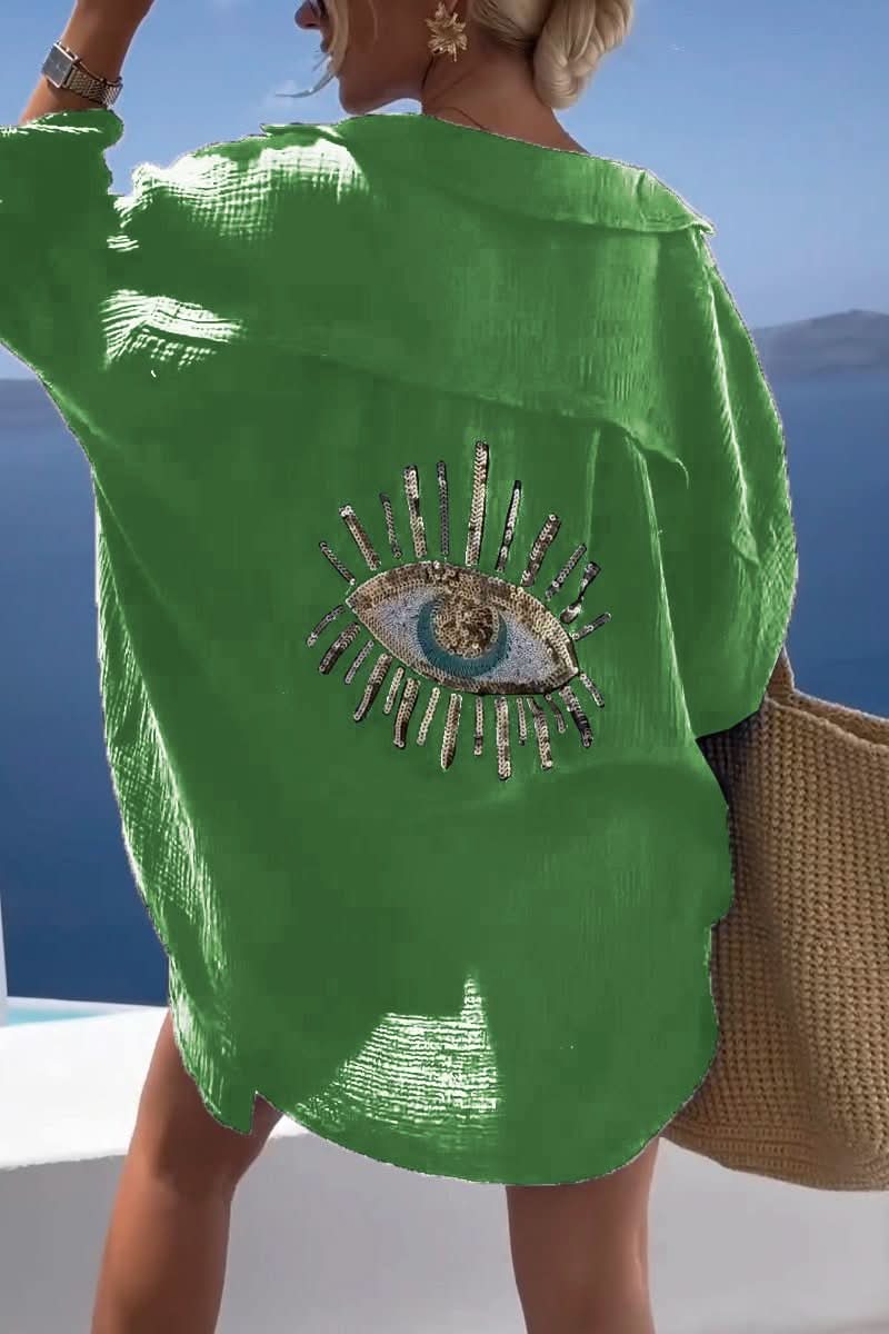 Camisa Evil Eye + Bead de lentejuelas-VyFlair