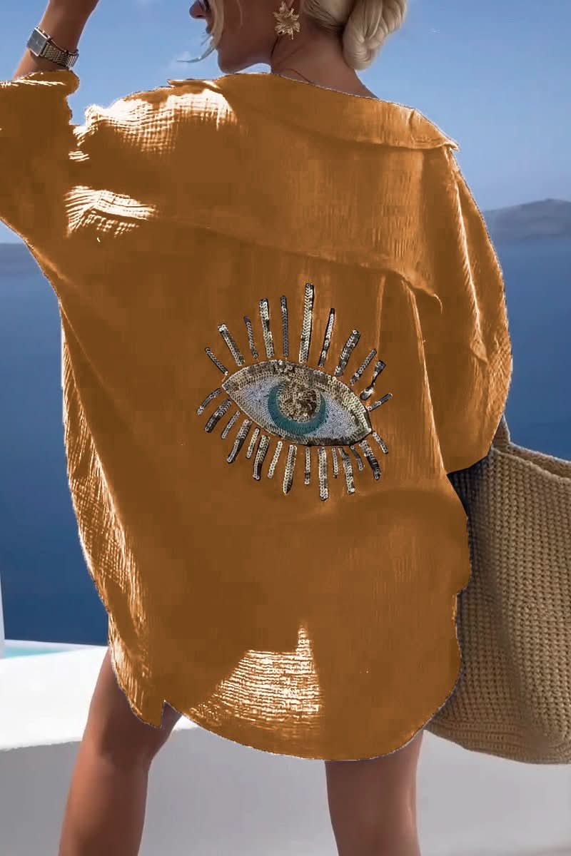 Camisa Evil Eye + Bead de lentejuelas-VyFlair