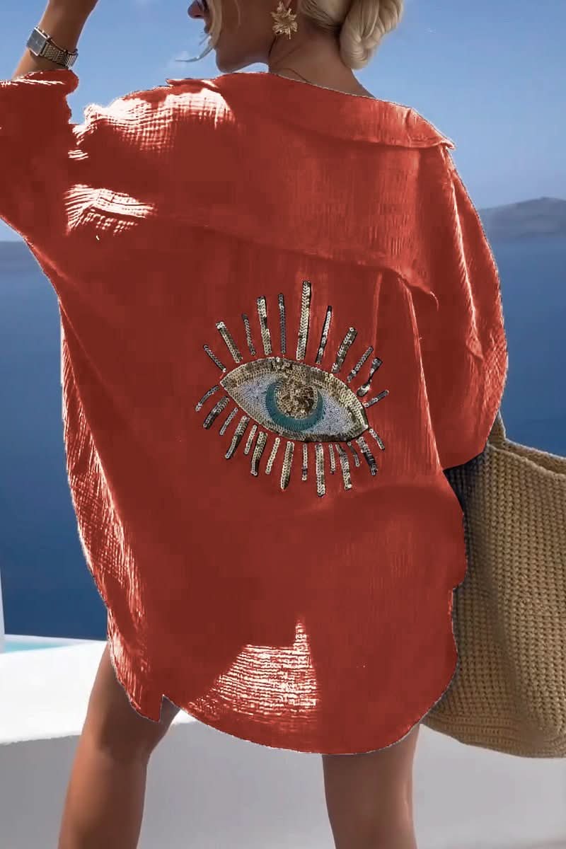 Camisa Evil Eye + Bead de lentejuelas-VyFlair