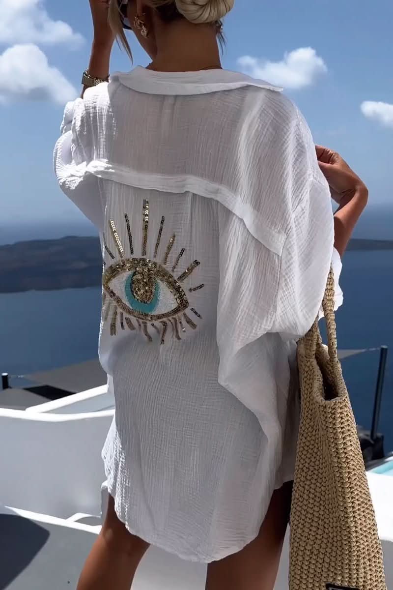 Camisa Evil Eye + Bead de lentejuelas-VyFlair
