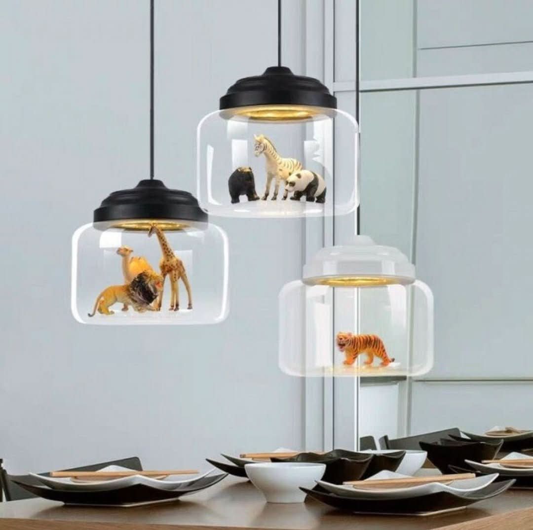 Little Zoo | Lámpara colgante con sombra de vidrio-Lamps-VyFlair