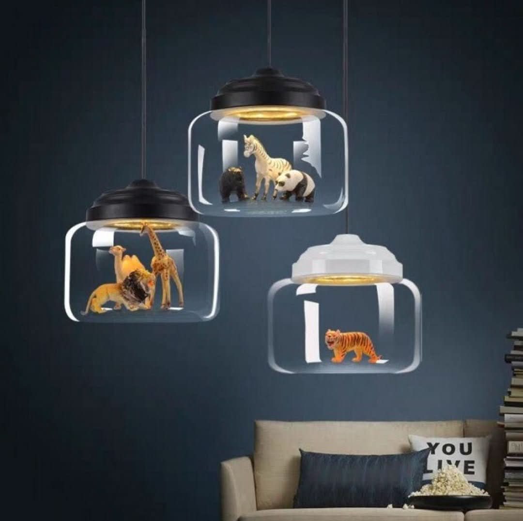Little Zoo | Lámpara colgante con sombra de vidrio-Lamps-VyFlair