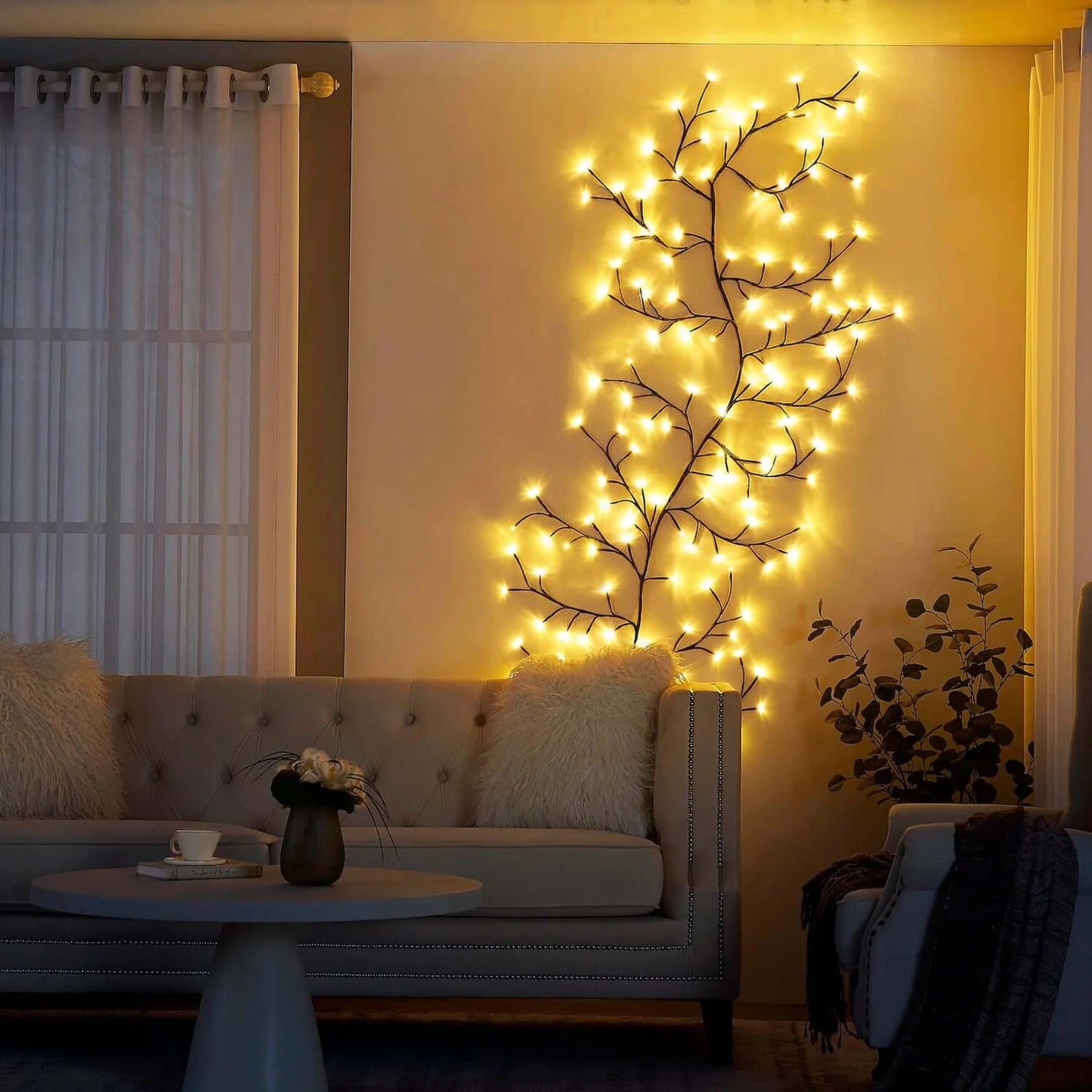 Luces LED de Pared en Forma de Ramas - 2 m | Decoración Navideña y Ambiente Acogedor