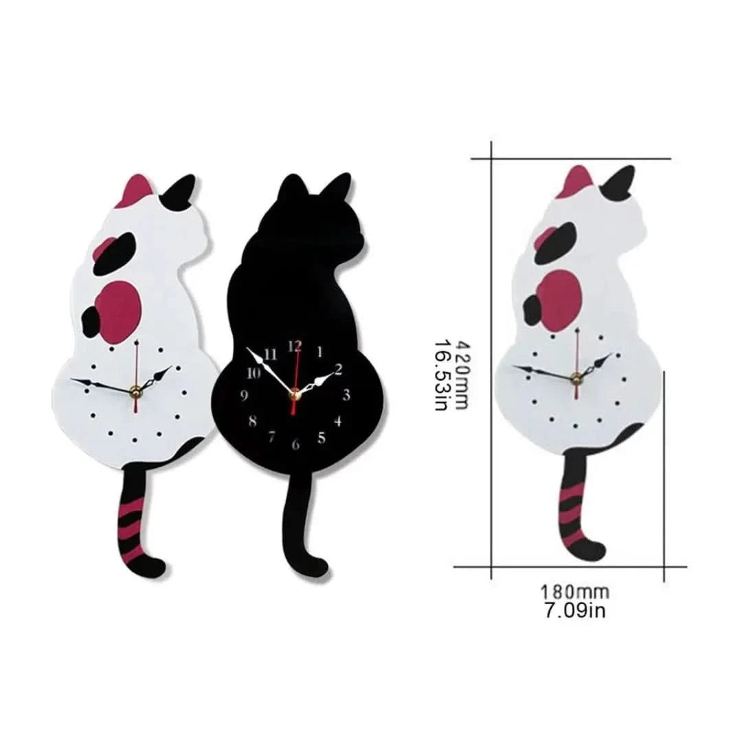 Gato nórdico | Reloj de pared que se mueve-wall clocks-VyFlair