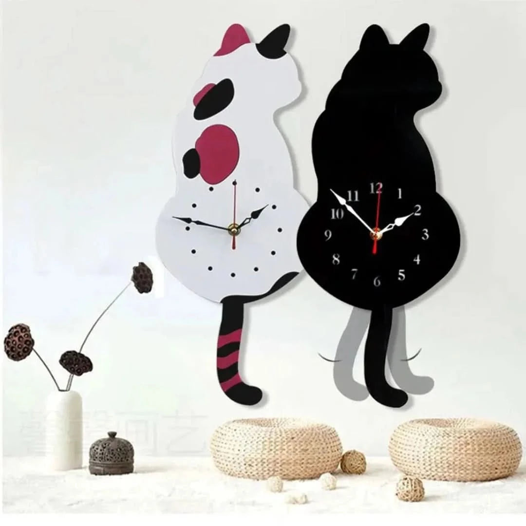 Gato nórdico | Reloj de pared que se mueve-wall clocks-VyFlair