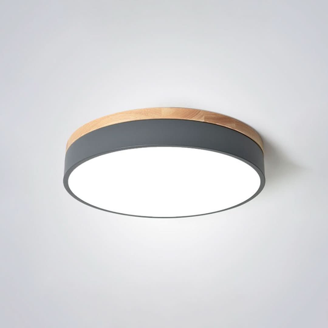 Morandi Lámpara de techo moderna sala de estar de madera de metal gris blanco-Ceiling lamps-VyFlair