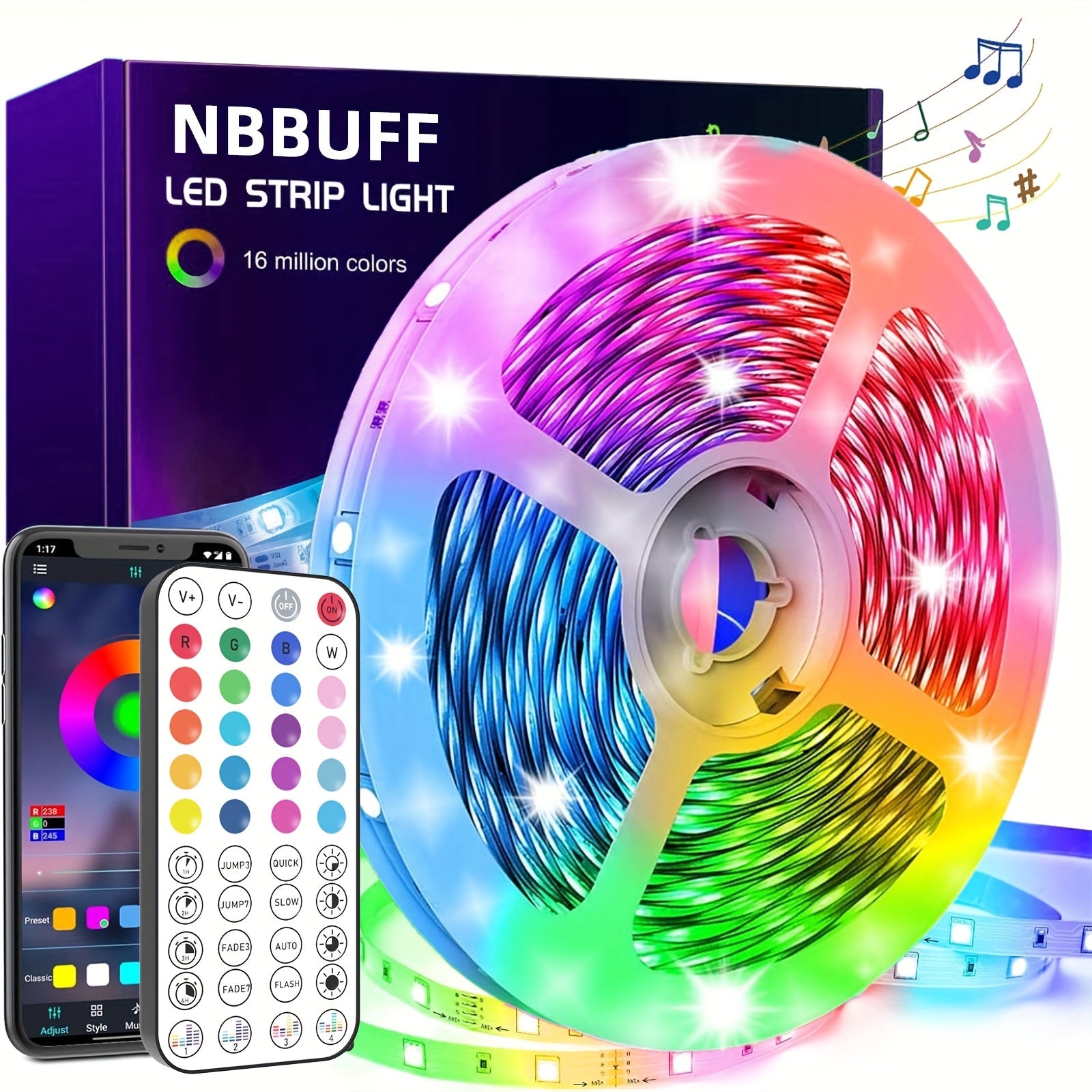 Luces LED 300ft Cambio de Color con Música
