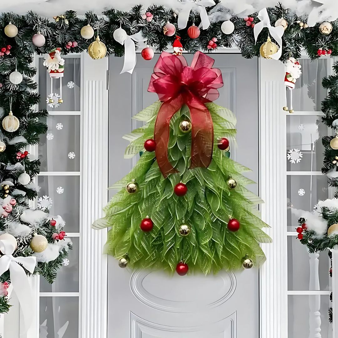 Corona de Navidad Hecha a Mano – Decoración con Luces LED para Puerta Principal