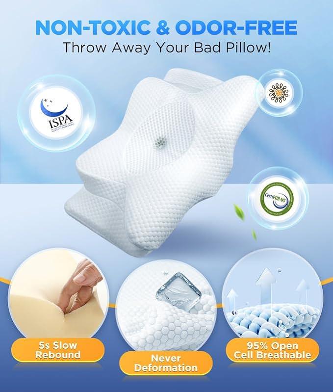 CozyRest Almohada Viscoelástica Cuello - Soporte Ergonómico - Alivio Cervical