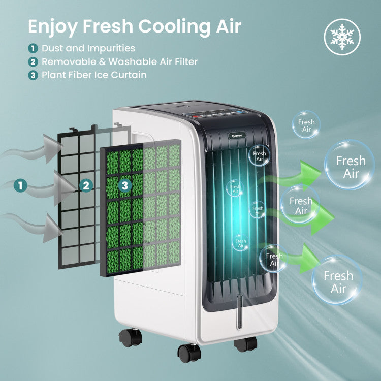 Enfriador Evaporativo Portátil 110V – 3 Velocidades – Temporizador 8H – Brisa Ajustable