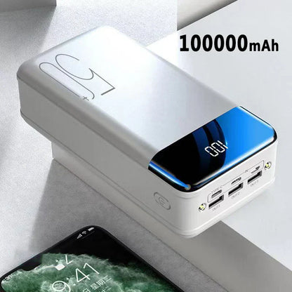 Banco de Energía de Ultra-Alta Capacidad de 100,000mAh con Carga Súper Rápida – Cargador Portátil para Teléfonos, Tabletas y Laptops