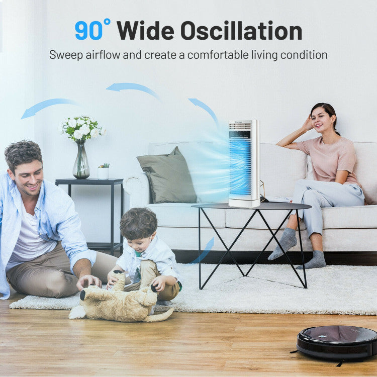 Pequeño Ventilador de Mesa Oscilante - 14" Torre Eléctrico - Temporizador y Velocidades Ajustables