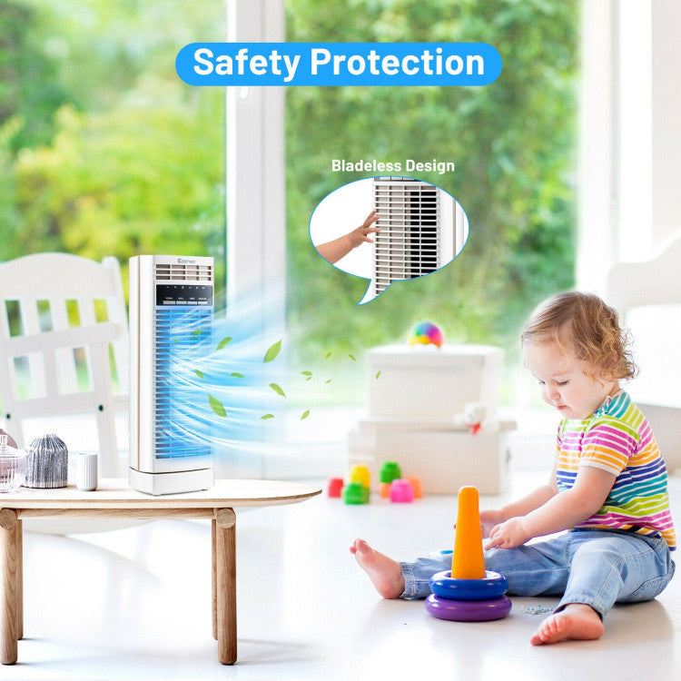 Pequeño Ventilador de Mesa Oscilante - 14" Torre Eléctrico - Temporizador y Velocidades Ajustables