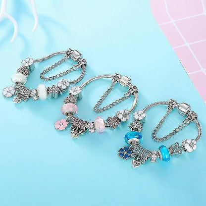 Pulsera Charms Plata Esterlina - Diseño Floral - Regalo Elegante