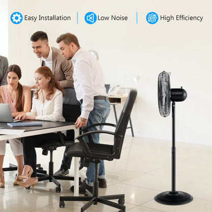 Ventilador de Pedestal Oscilante 16" - Altura Ajustable - 3 Velocidades - Flujo Personalizado