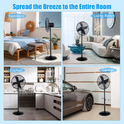Ventilador de Pedestal Oscilante 16" - Altura Ajustable - 3 Velocidades - Flujo Personalizado