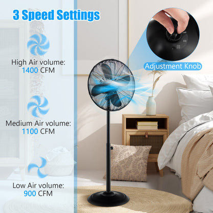 Ventilador de Pedestal Oscilante 16" - Altura Ajustable - 3 Velocidades - Flujo Personalizado