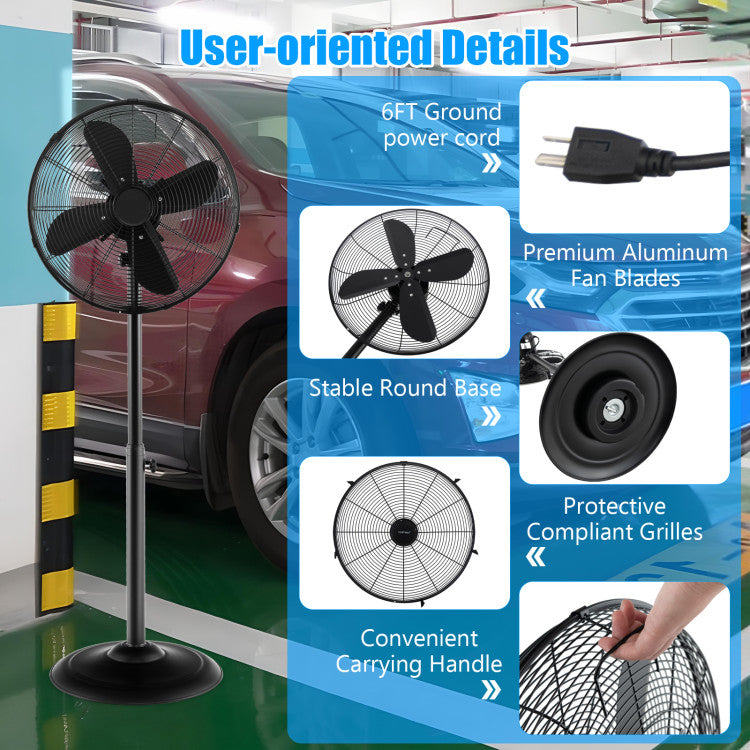 Ventilador de Pedestal Oscilante 16" - Altura Ajustable - 3 Velocidades - Flujo Personalizado