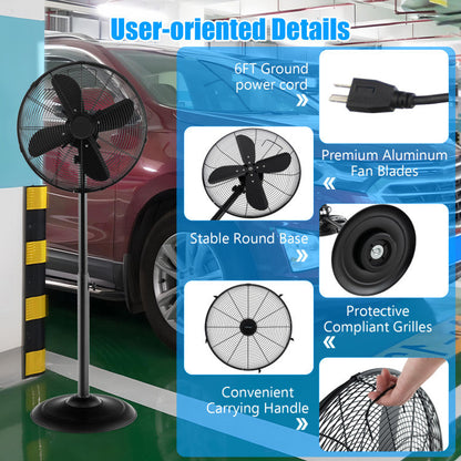 Ventilador de Pedestal Oscilante 16" - Altura Ajustable - 3 Velocidades - Flujo Personalizado