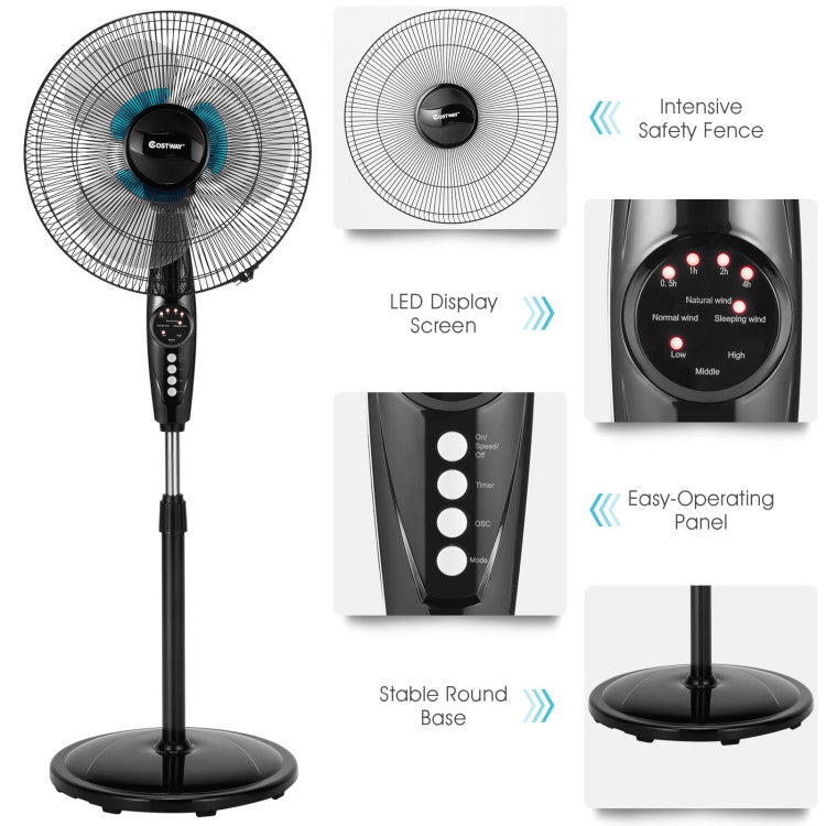 Ventilador de Piso Ajustable - Soporte Oscilante Silencioso - Enfriamiento Personalizado