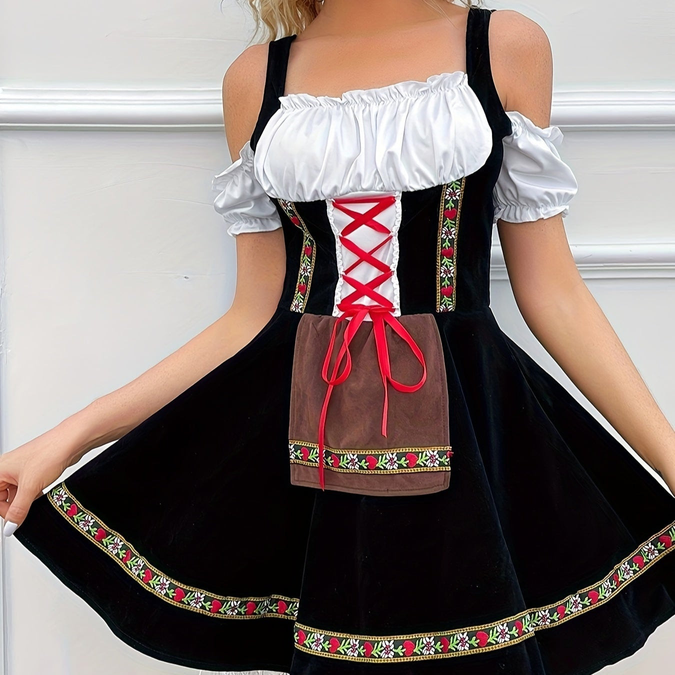 Vestido Dirndl para Damas - Sin Hombros - Material de Alta Calidad - Perfecto para Oktoberfest