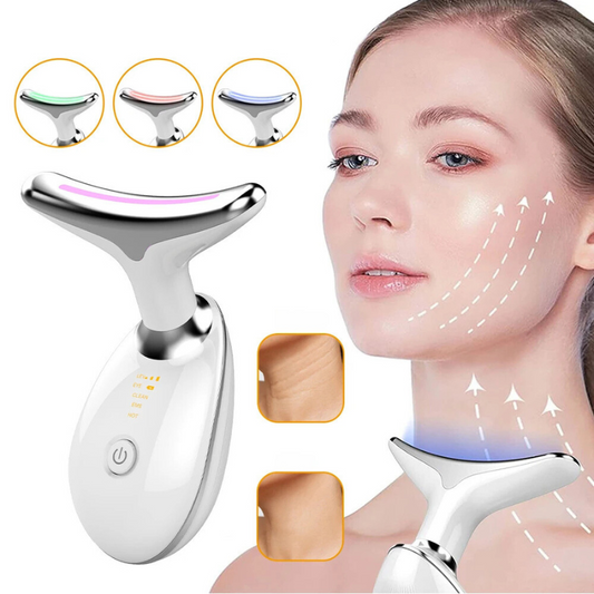AgeDefy - Masajeador de Cuello y Cara EMS con Terapia LED para Afirmar la Piel