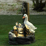 Fuente de Jardín Decorativa Familia de Patos
