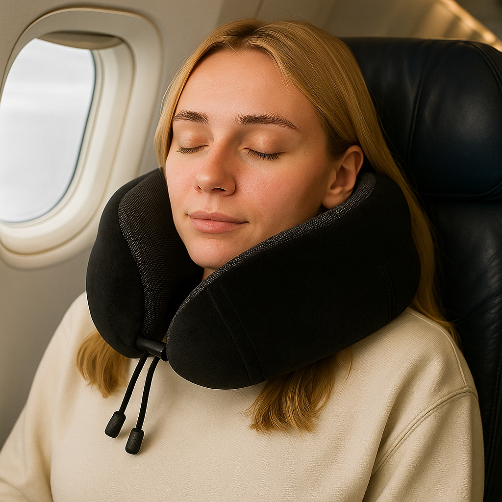 AirRest Almohada de Viaje - Espuma Viscoelástica - Soporte Cervical - Portátil