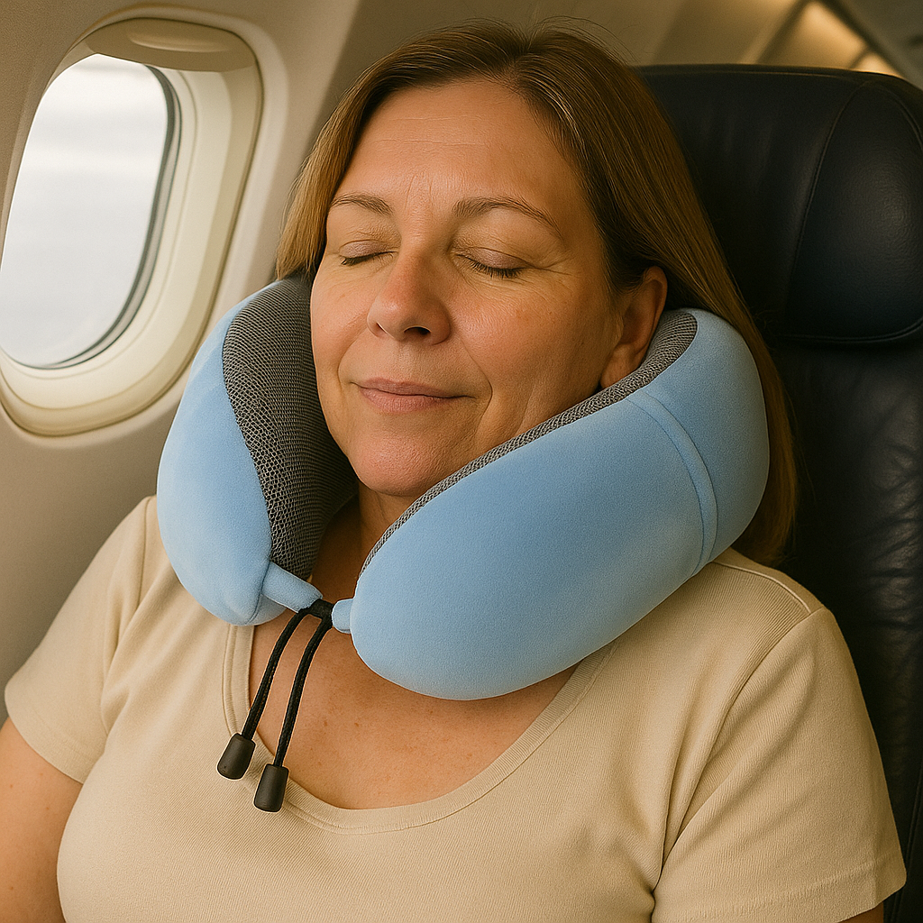 AirRest Almohada de Viaje - Espuma Viscoelástica - Soporte Cervical - Portátil