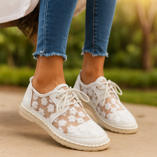 Ortopédico Zapato elegante y vaporoso con motivo floral - Arabella