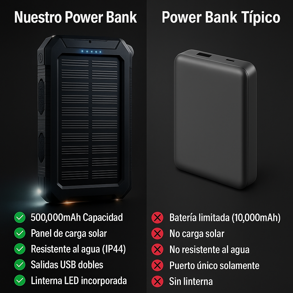 Batería Solar 500000mAh Impermeable Portátil