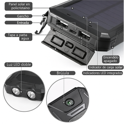 Batería Solar 500000mAh Impermeable Portátil