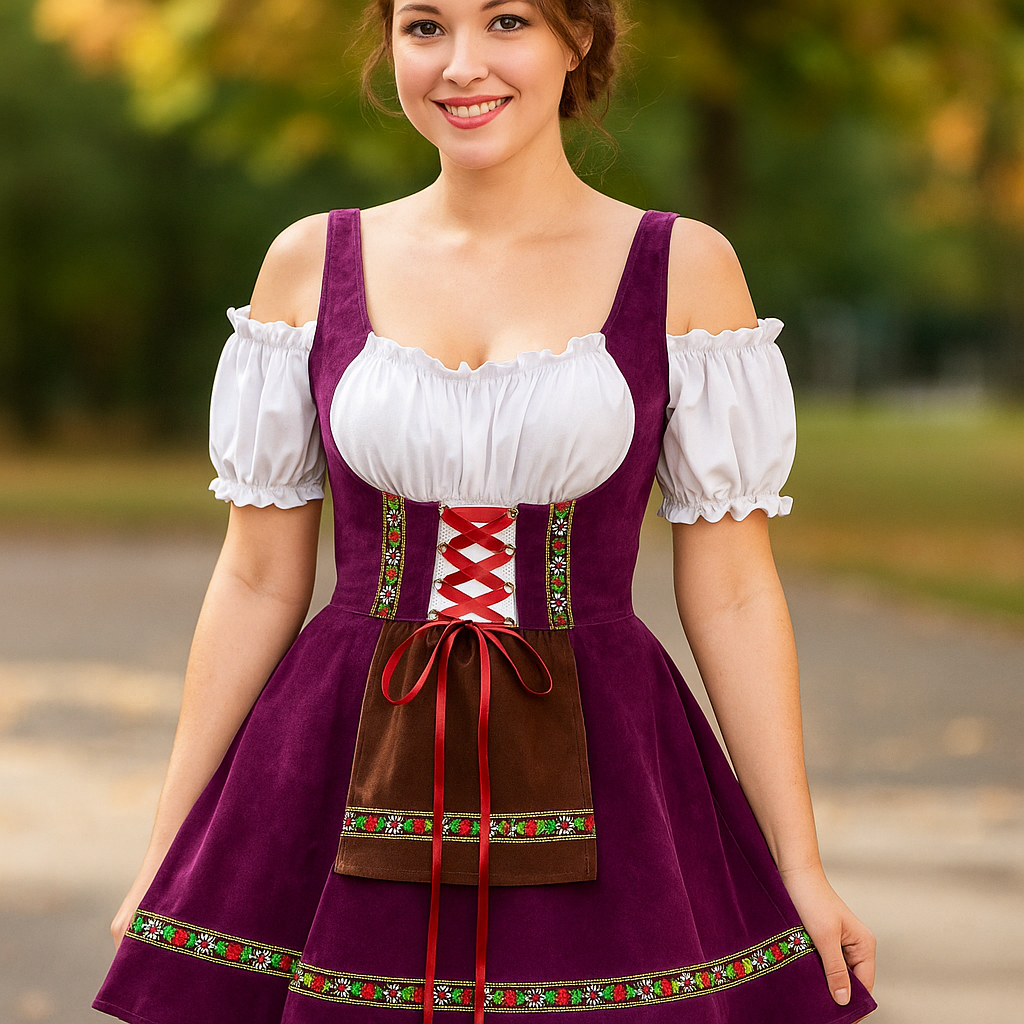 Ropa de Halloween Bavaroise - Talla Grande - Mangas Abullonadas - Mini