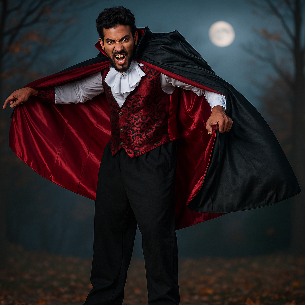 Disfraz de Vampiro Espeluznante - Capa Gótica Larga - Halloween Hombre