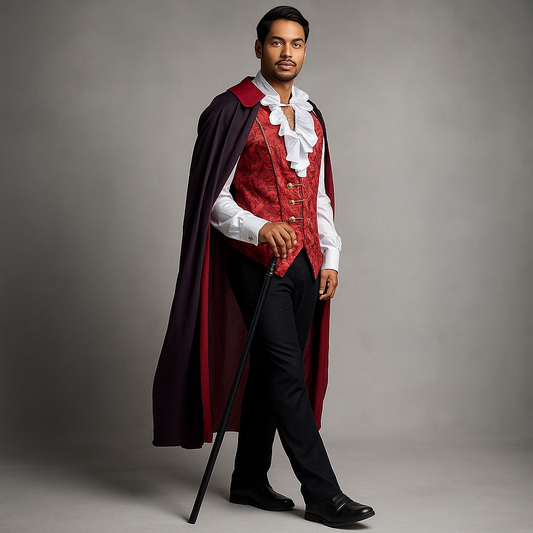 Disfraz de Vampiro Gótico Hombre - Abrigo Largo - Camisa Volantes