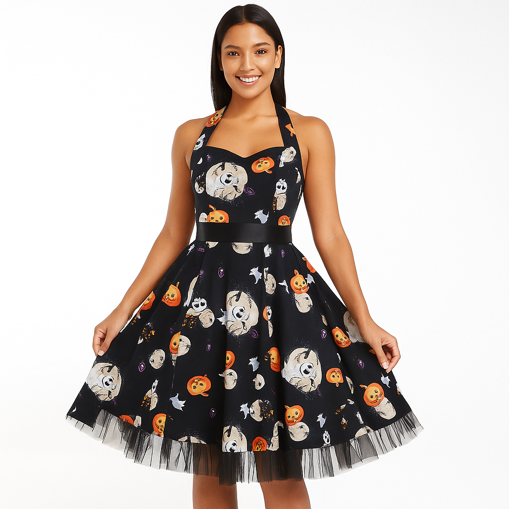 Robe Midi Halloween - Imprimé Dessin Animé - Style Unique Chic