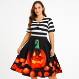 Vestido Midi Vintage de Halloween con Calabazas