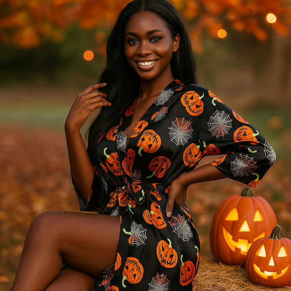 Disfraz de Halloween Cecilia - Estampado de Calabaza - Divertido y Único