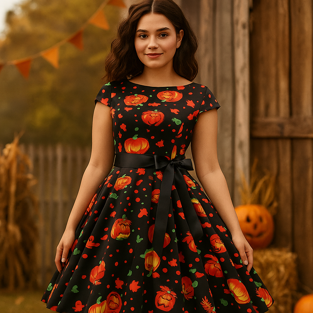 Ropa Midi Anita - Halloween Fantasmas & Calabazas - Elegancia Única