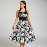 Robe Midi Bettina - Imprimé Tête de Mort - Style Élégant Rebelle