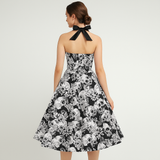 Robe Midi Bettina - Imprimé Tête de Mort - Style Élégant Rebelle
