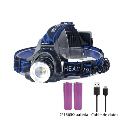 Linterna Frontal LED Recargable Resistente al Agua