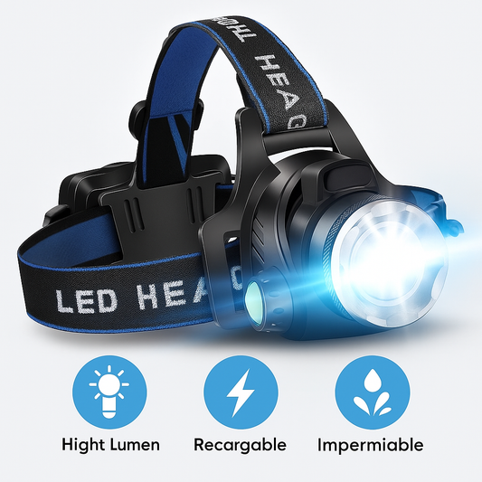 Linterna Frontal LED Recargable Resistente al Agua