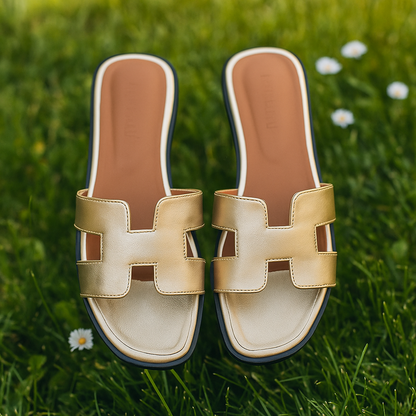 H Sandal | Sandalias de Cuero Vegano Modernas Diseño H