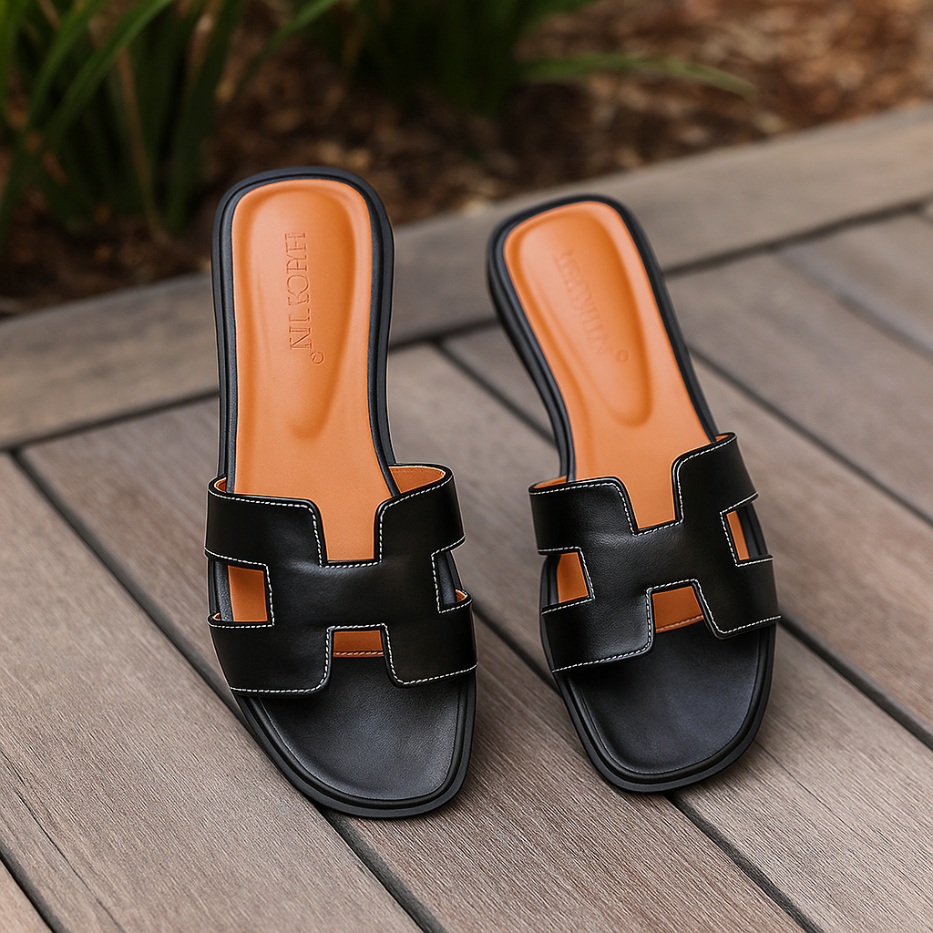 H Sandal | Sandalias de Cuero Vegano Modernas Diseño H