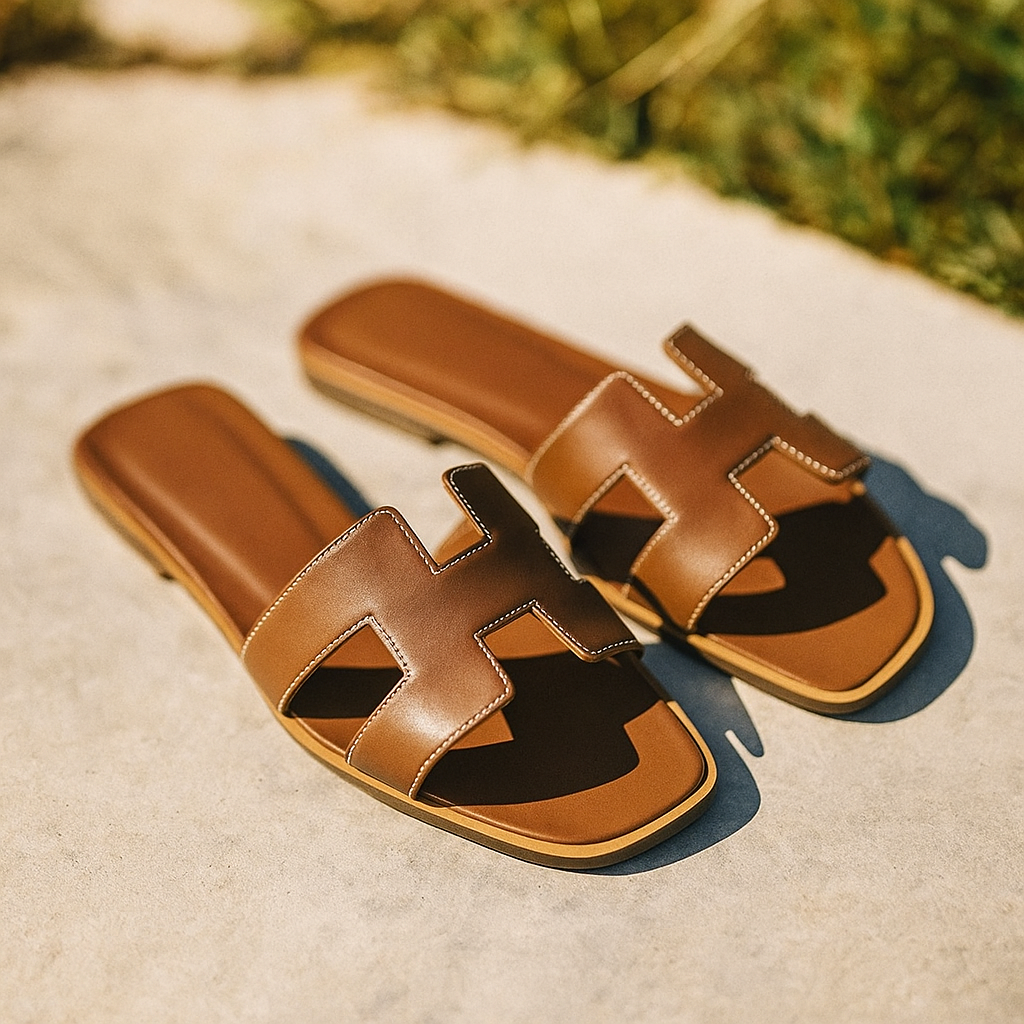 H Sandal | Sandalias de Cuero Vegano Modernas Diseño H