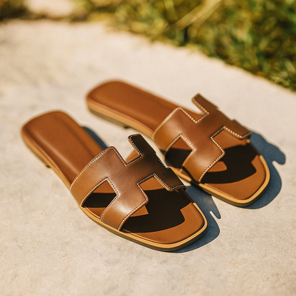 H Sandal | Sandalias de Cuero Vegano Modernas Diseño H